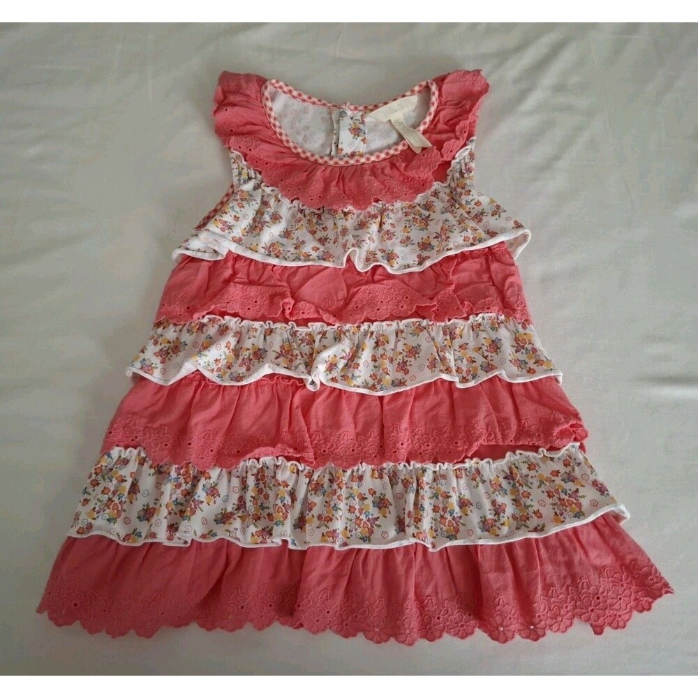 Girls Matilda Jane Pink Floral Ruffle Tank Tunic Top Size 6 Small VGC Cottage